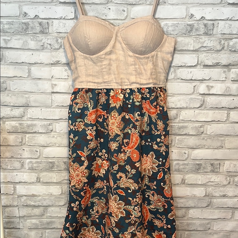 Land of the Free Floral Bustier Maxi Dress large adjustable straps elastic back